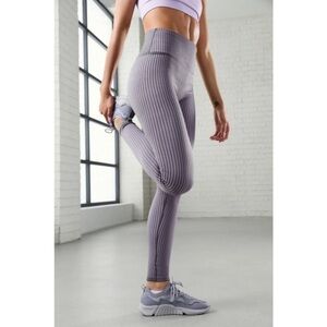 Fabletics purple gray ribbed high waisted yoga pants